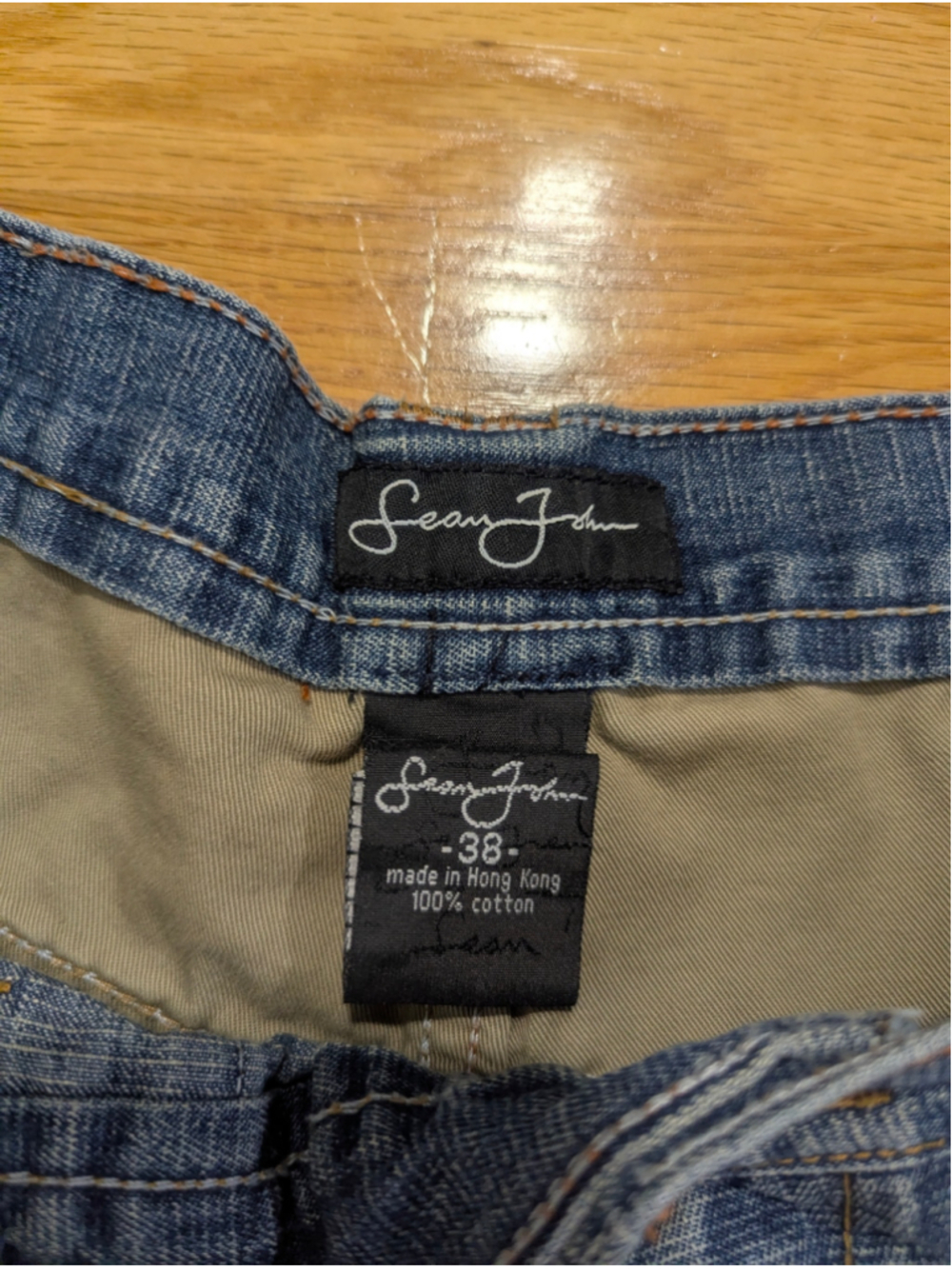 Sean John Jean Shorts Jorts Vintage 90s Denim Cargo Shorts Waist 38 - Picture 4 of 12